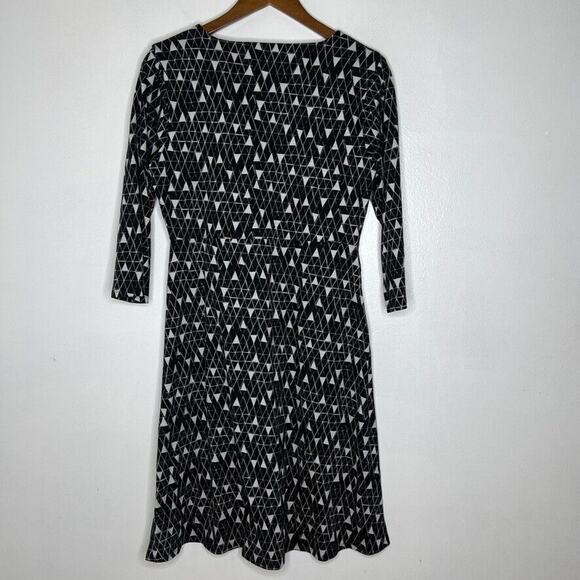 Toad&Co Women's Medium Dress Black White Geometric Print 3/4 Sleeve Eco-Friendly - Picture 4 of 6
